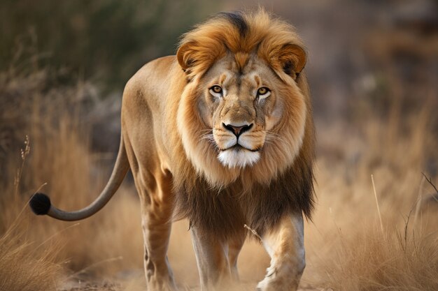 View of wild lion in nature