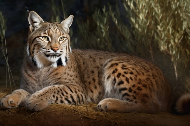 View of wild lynx in nature