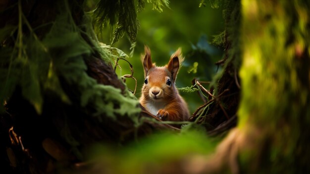 View of wild panda squirrel