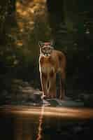 Foto gratuita vista del puma selvaggio in natura