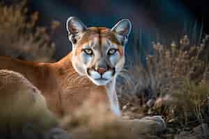 Free photo view of wild puma in nature