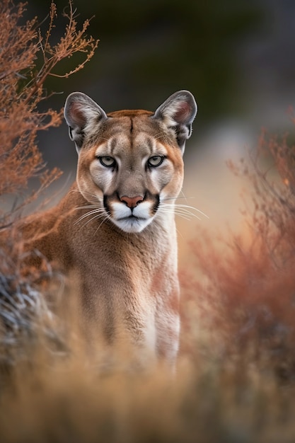 Free photo view of wild puma in nature