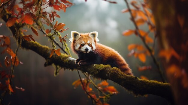 View of wild red panda