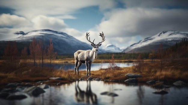 Free photo view of wild reindeer