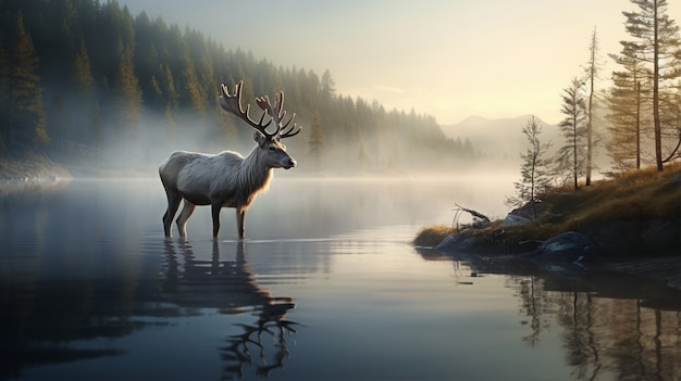 View of wild reindeer