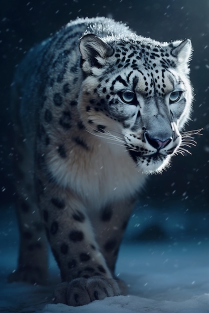 Free photo view of wild snow leopard in nature