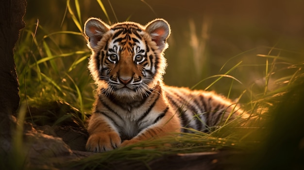 Foto gratuita veduta di un cucciolo di tigre selvatico