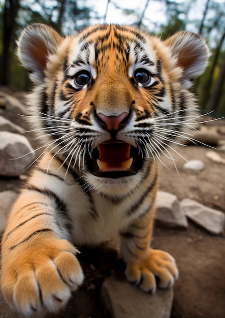 Foto gratuita veduta di un cucciolo di tigre selvatico