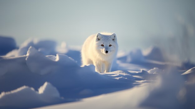 View of wild white fox