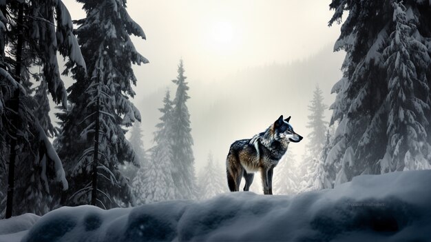 View of wild wolf