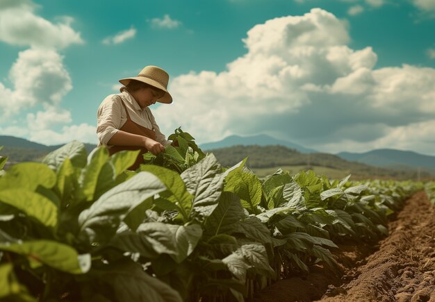 View of woman working on the agricultural sector to celebrate labour day for women