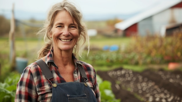 Foto gratuita la visione di una donna che lavora nel settore agricolo per celebrare la giornata del lavoro per le donne.