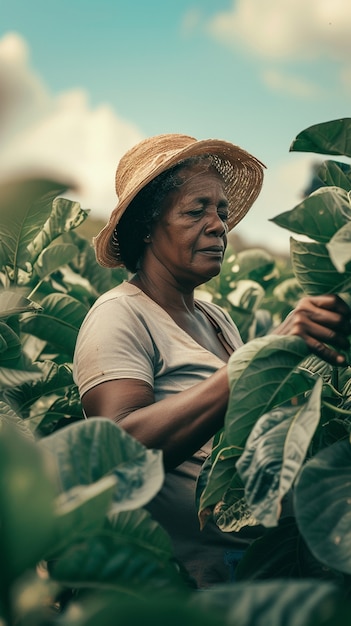 View of woman working on the agricultural sector to celebrate labour day for women