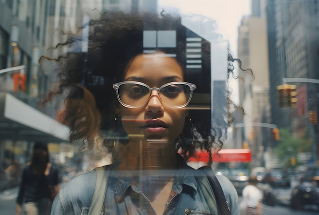 Foto gratuita la vista delle donne attraverso il vetro a new york city