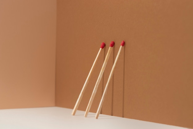 Free photo view of wooden matchsticks