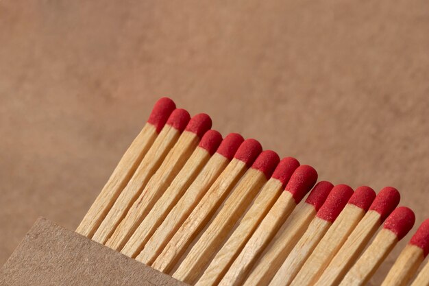 View of wooden matchsticks