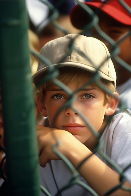 Free photo view of young baseball player