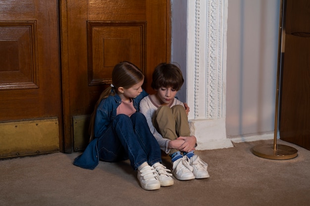 Free photo view of young children suffering from abuse