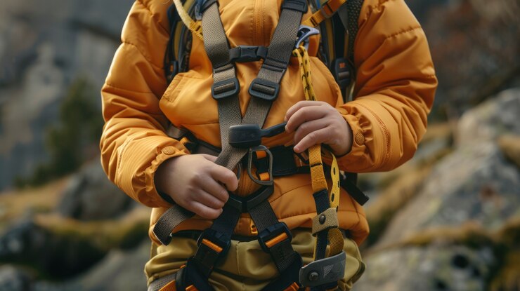 Free Photo view of young person practicing rock climbing sport