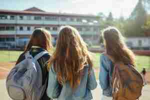 Free photo view of young students attending school