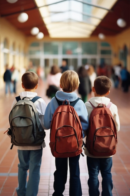 Free photo view of young students attending school