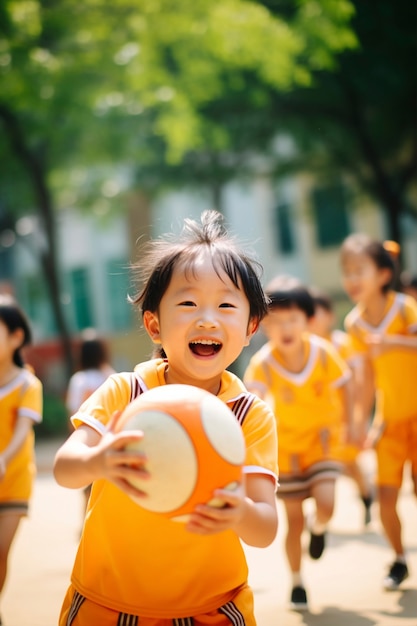 Free photo view of young students attending school