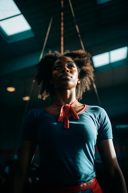 Foto gratuita punto di vista della formazione della giovane donna nella ginnastica