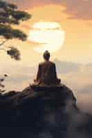 Free photo view of zen buddha statue for spirituality