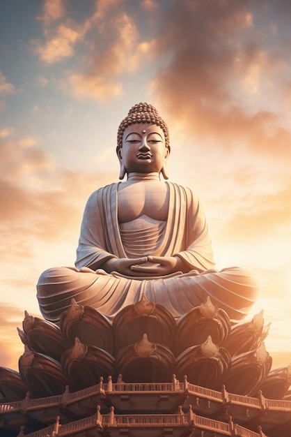 Free photo view of zen buddha statue for spirituality