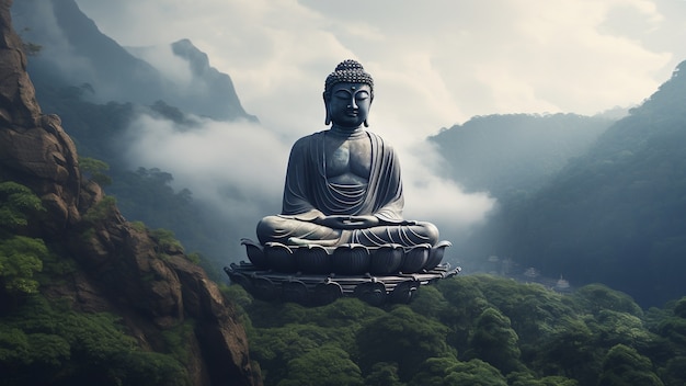 View of zen buddha statue for spirituality