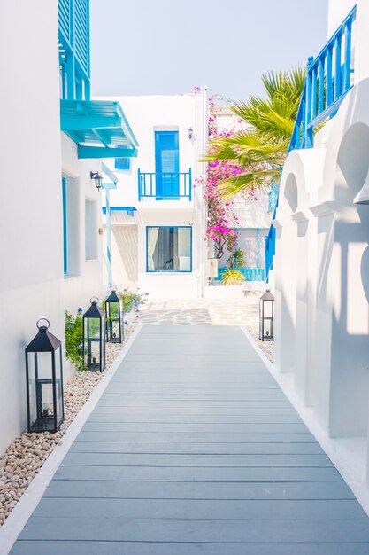 village bougainvillea cyclades alley greece