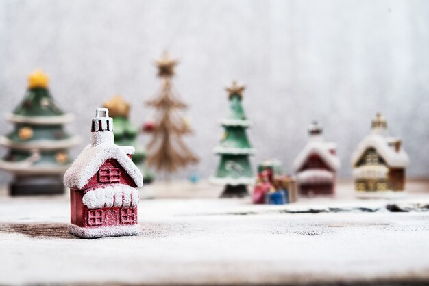 Village made with christmas decoration