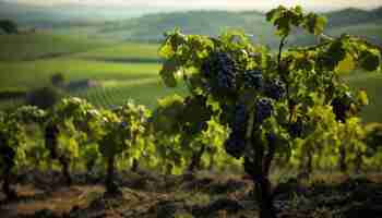 Free photo vineyard landscape ripe grapes nature winemaking masterpiece generated by ai