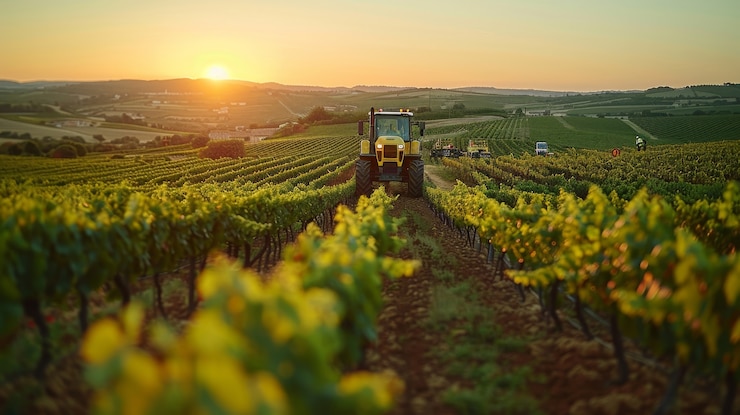 Free Photo vineyard landscape with nature and grapevines
