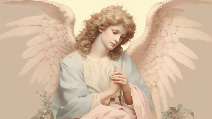 Free Photo vintage baroque angel digital art