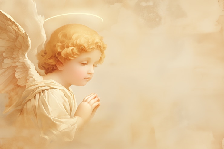 Free Photo vintage baroque angel digital art