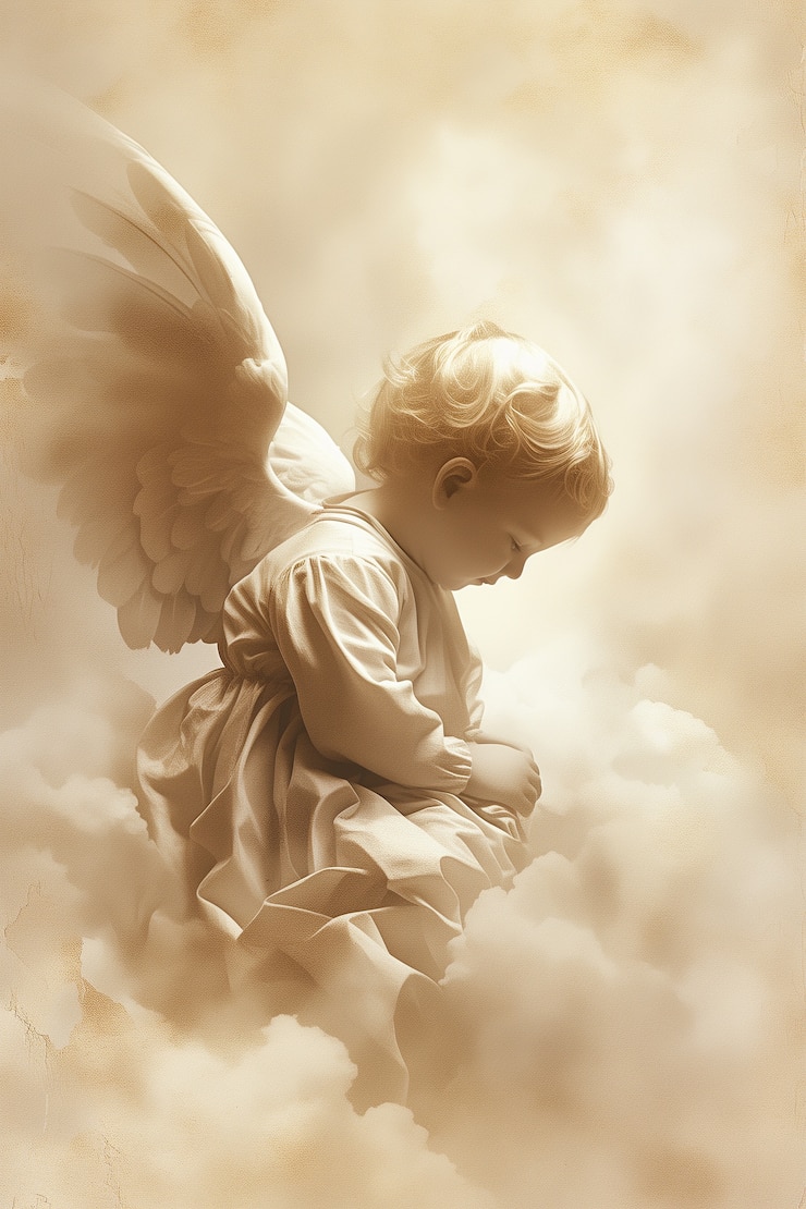 Free Photo vintage baroque angel digital art