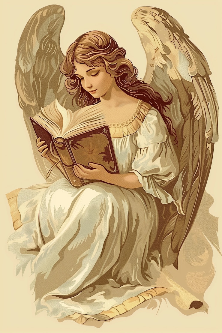 Free Photo vintage baroque angel digital art