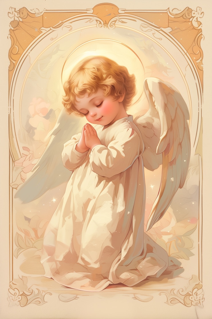 Free Photo vintage baroque angel digital art