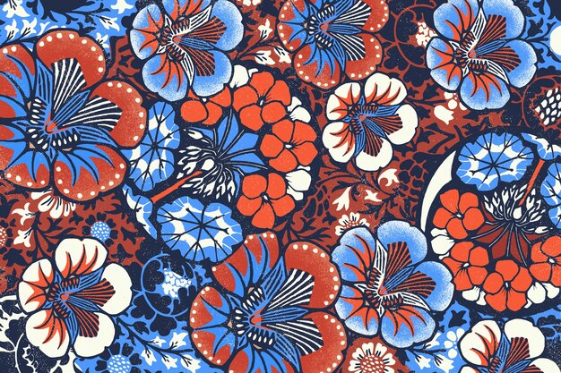 Vintage batik floral pattern illustration