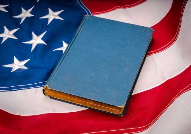 Free photo vintage book on american flag