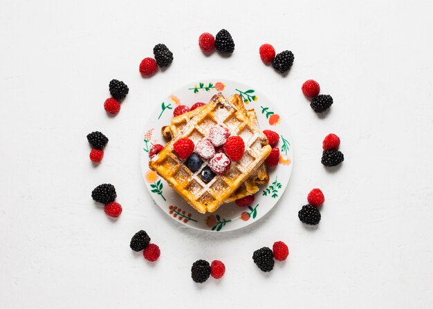 Vintage breakfast concept with waffles