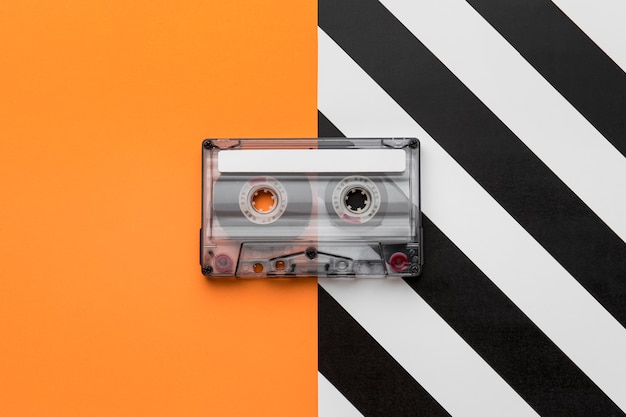 Free photo vintage cassette mix-tape top view