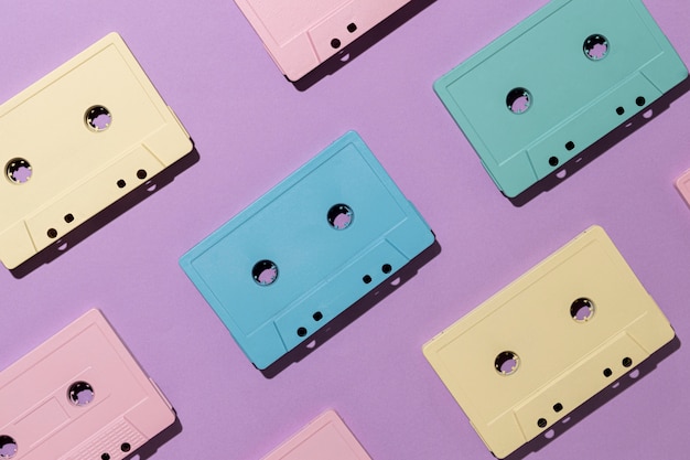 Vintage cassette tapes arrangement