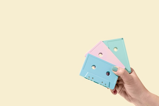 Vintage cassette tapes arrangement
