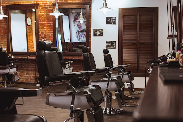 Vintage chairs in barbershop