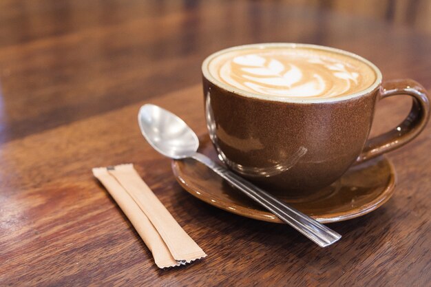 Vintage coffee with Latte art decoration