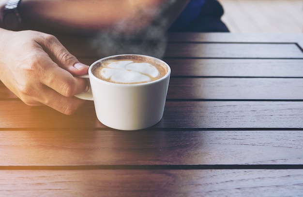 Vintage coffee with Latte art decoration