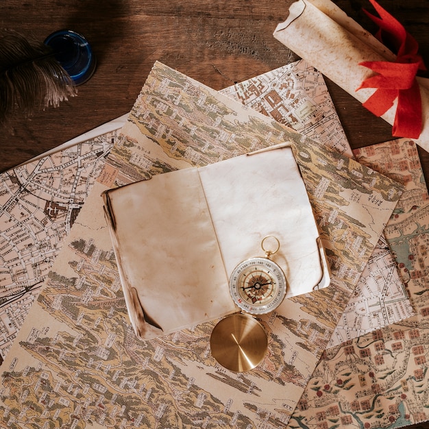 Vintage desk concept with book