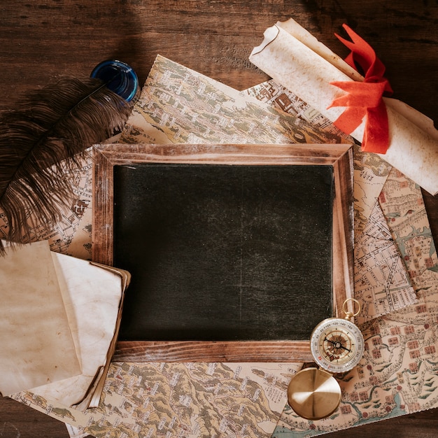 Vintage desk concept with slate